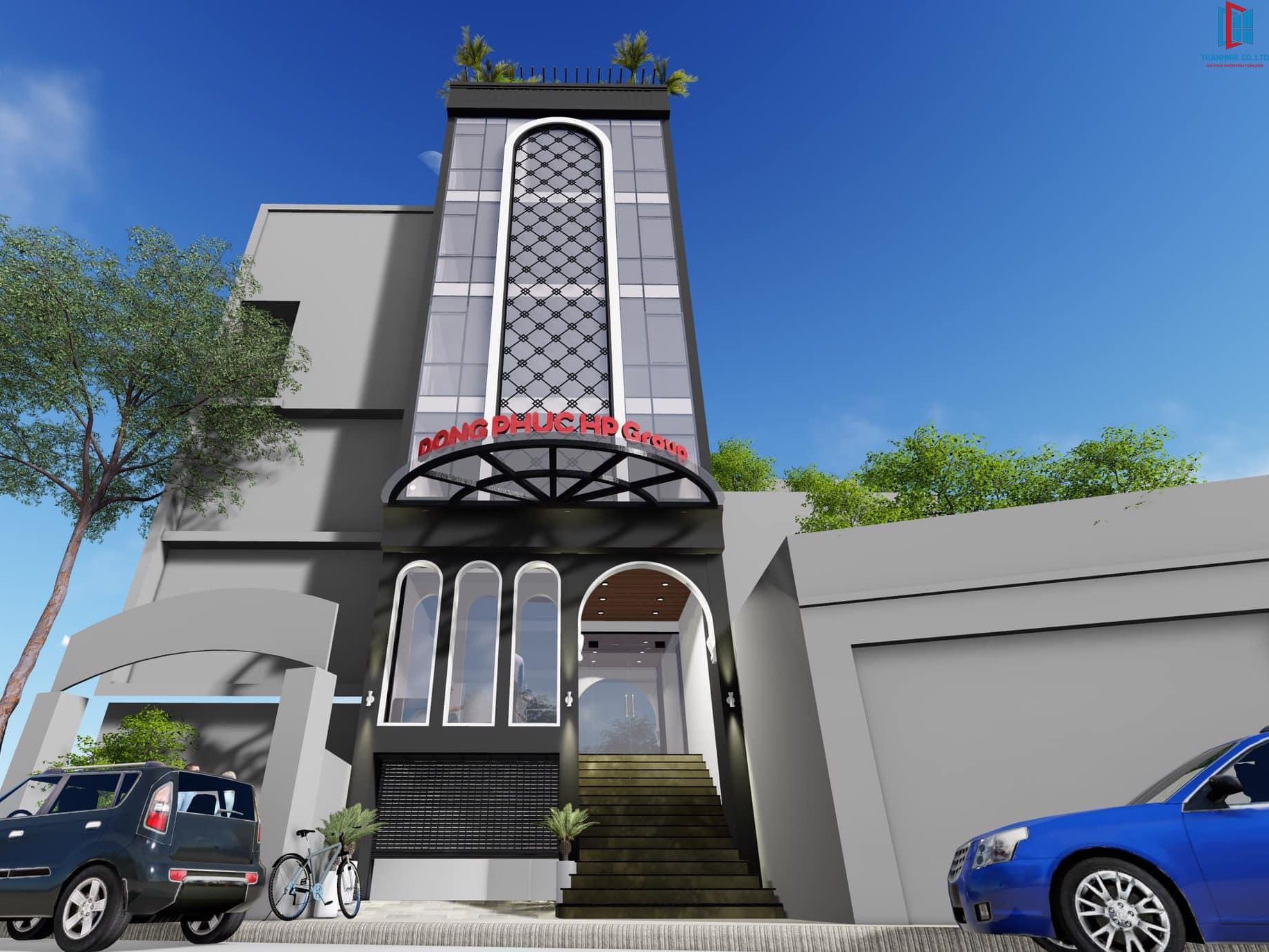 Thi công kính tường cho toà nhà Đồng phục HP Group